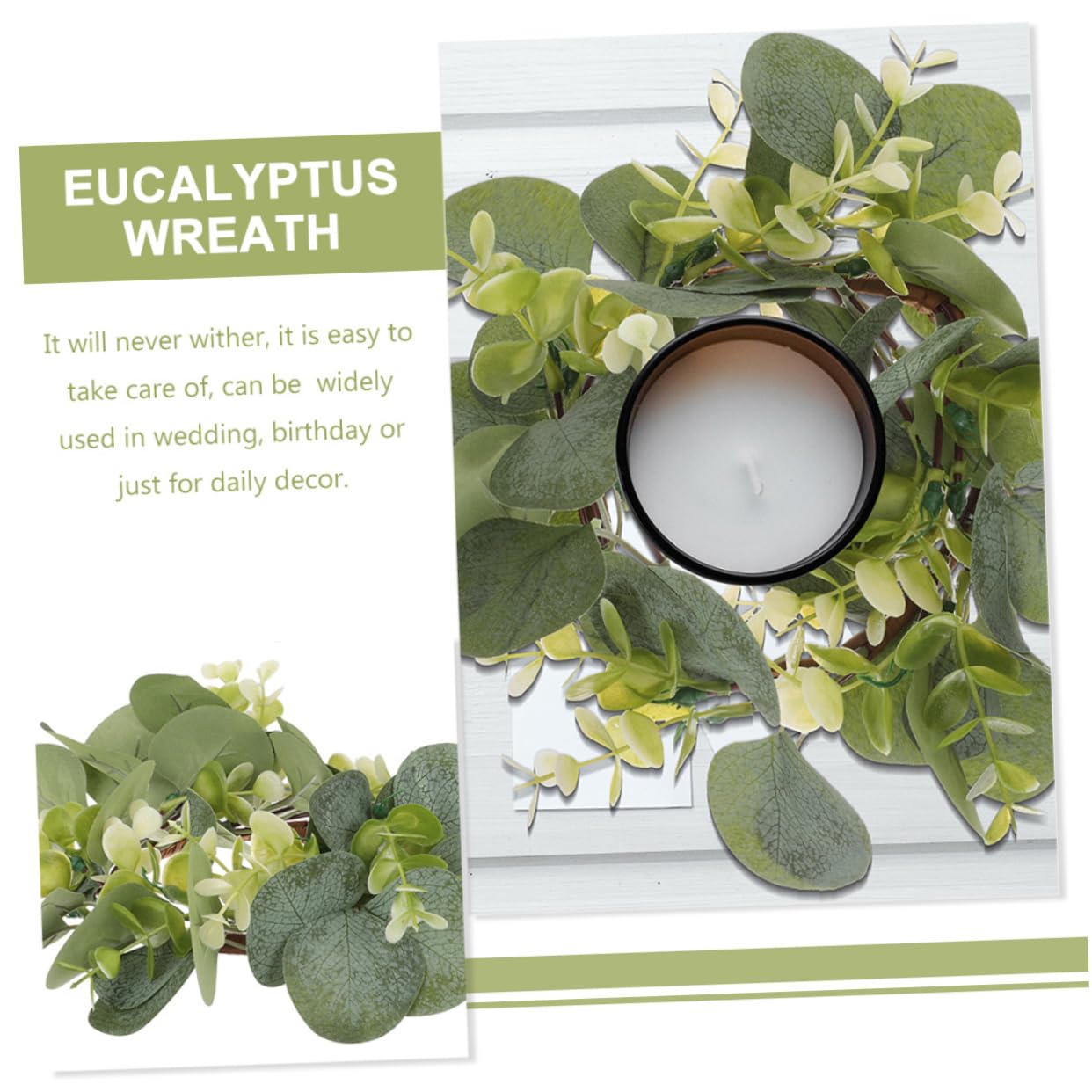 Künstlicher Eukalyptus Kranz Aus Kunststoff Kerzenring 25cm Dekor Für Tischdeko Fenster Tür Hochzeitsdeko