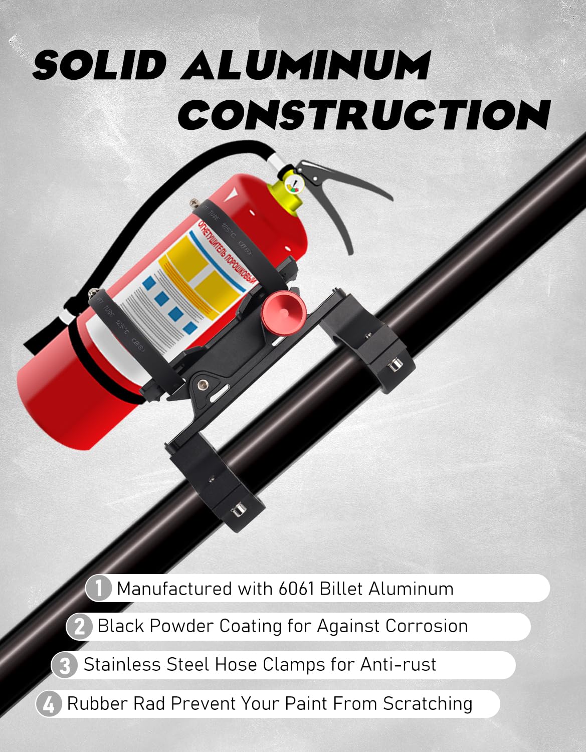 Soportes para extintor de incendios de barra antivuelco, soporte de extintor UTV de liberación rápida de aluminio compatible con Can Am X3, Polaris RZR Ranger 1000