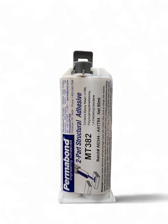 Permabond MT382 Modified Two-Component Epoxy Adhesive, Black, 20-50 Min Set Time, for Metal and Plastic Bonding