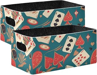 Texas Hold'em Vintage Valentine Cartoon Foldable Storage Boxes 2 Pack Container Bins for Closet Cloth Gift