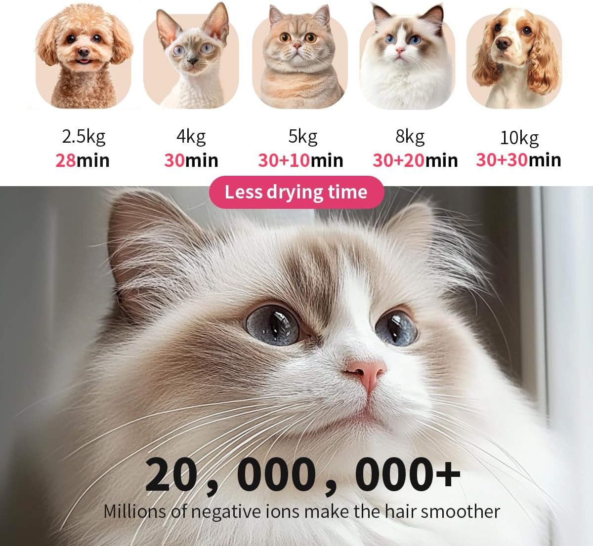 WERSMT 72L Large Smart Pet Hair Dryer Box for Cats & Small Dogs, 360° Pet Hair Drying Cage Box for Cat Grooming, Hands-Free Cat Dryer Cage with Smart Temperature Control & Overheat Protection