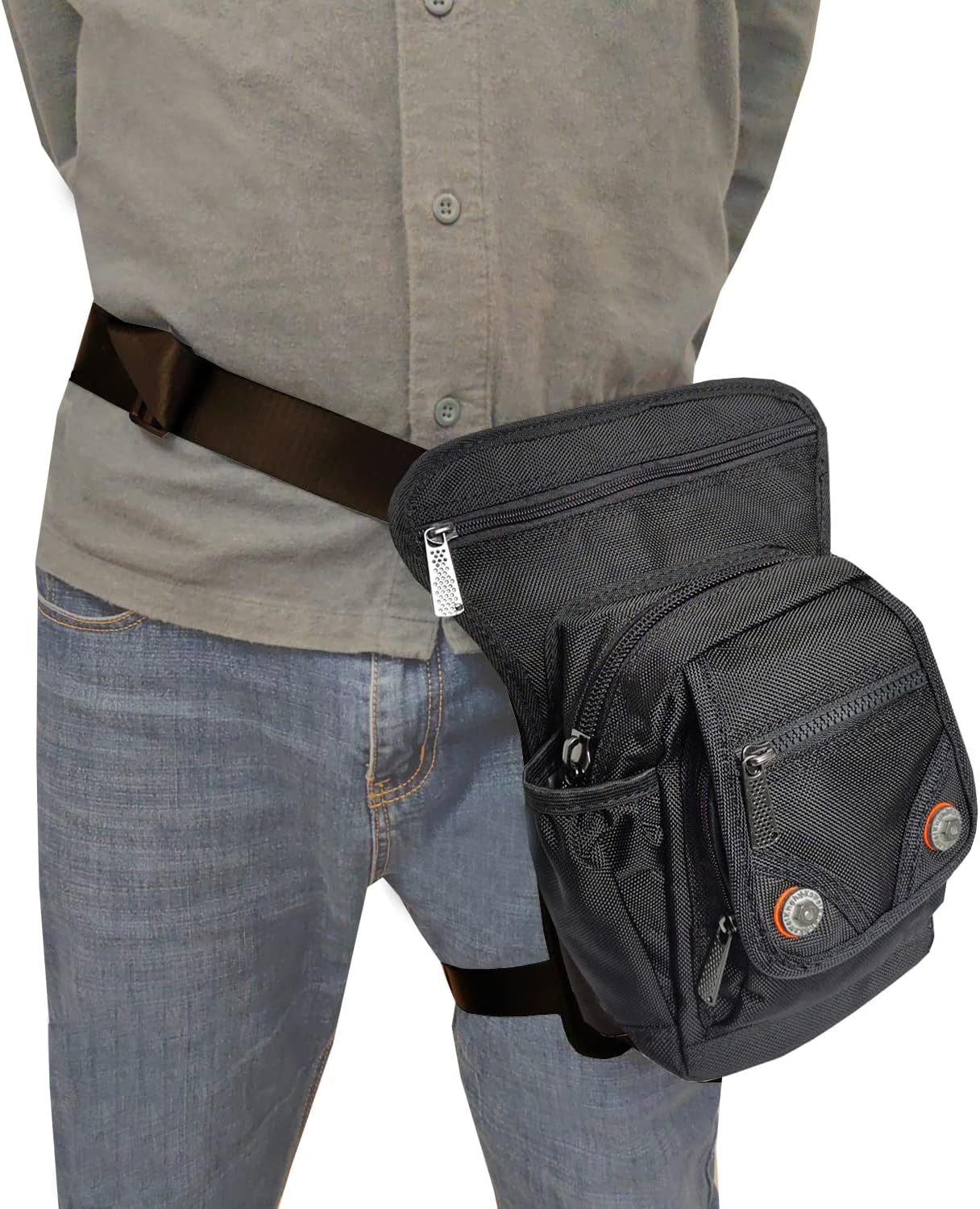 Nylon Leg Bag Thigh Leg Pouch Fanny Pack Tactical Bag Shoulder Messenger Black - Image 2
