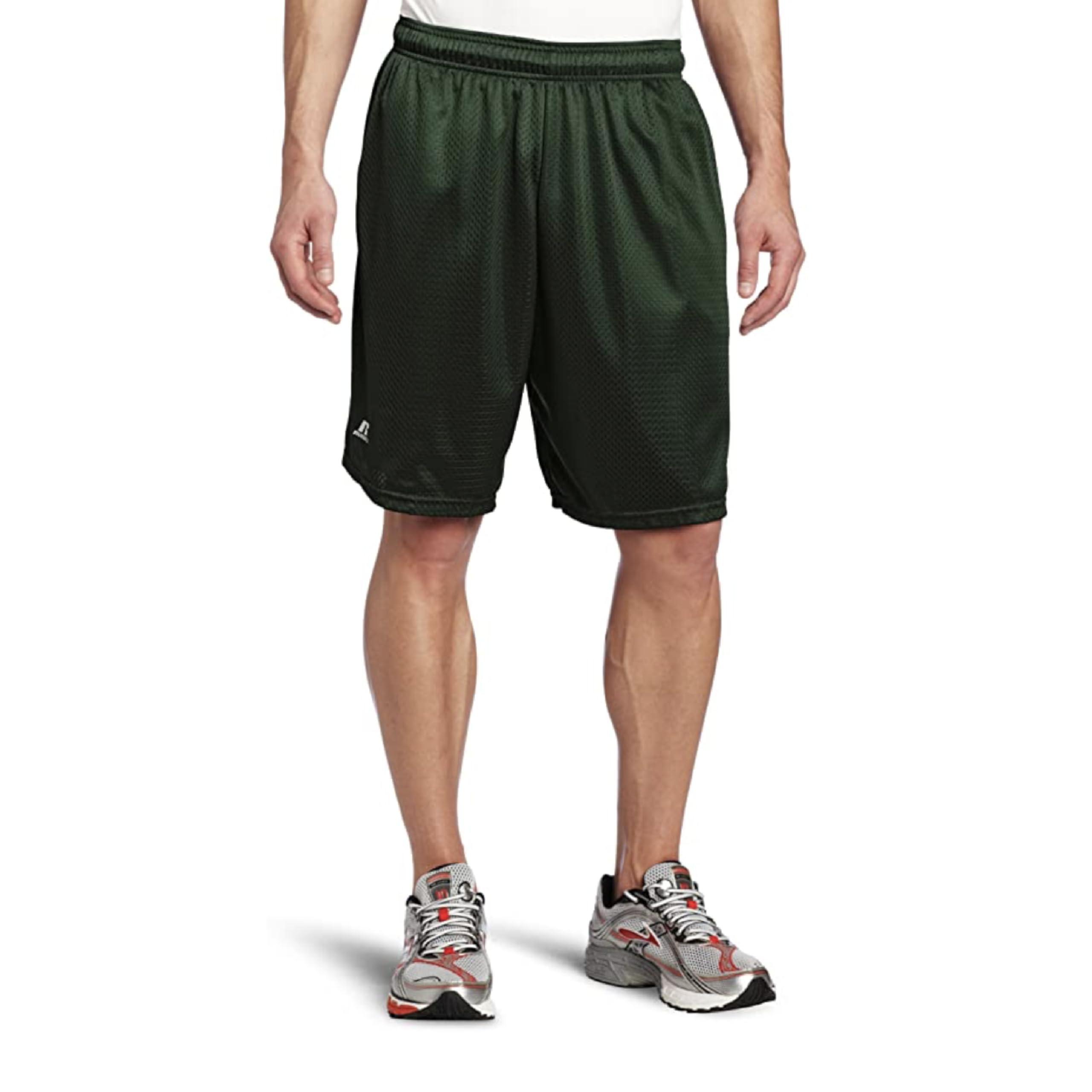 Russell Athletic Men's Mesh Short with Pockets, Dark Green, Large