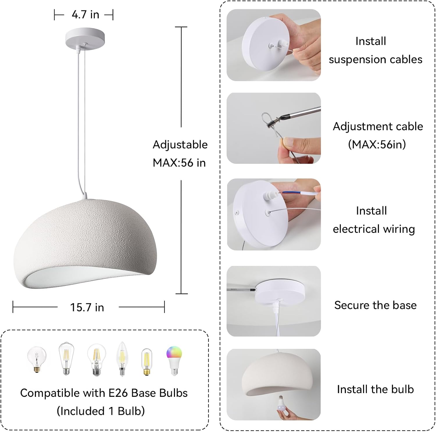 40CM Modern Pendant Lights Kitchen Island Lighting Fixture Ceiling Mount Light Japanese Hanging Lamp Japandi Chandelier for Dining Room Living Room Bedroom Hallway Restaurant(15.7in)