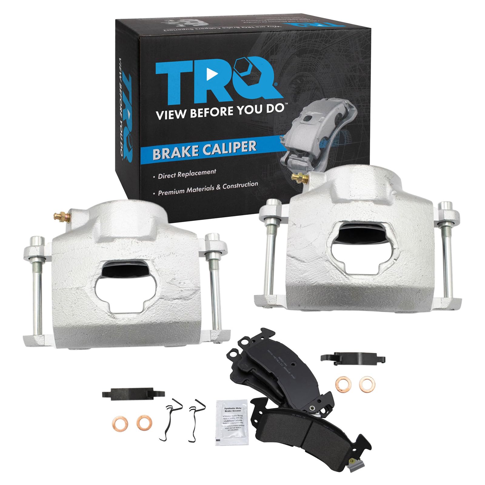 TRQ Front Brake Caliper Brake Pad Set Semi Metallic Compatible with 1987-1992 Cadillac Brougham 1979-1995 Chevrolet G10 G20 1979-1995 GMC G1500