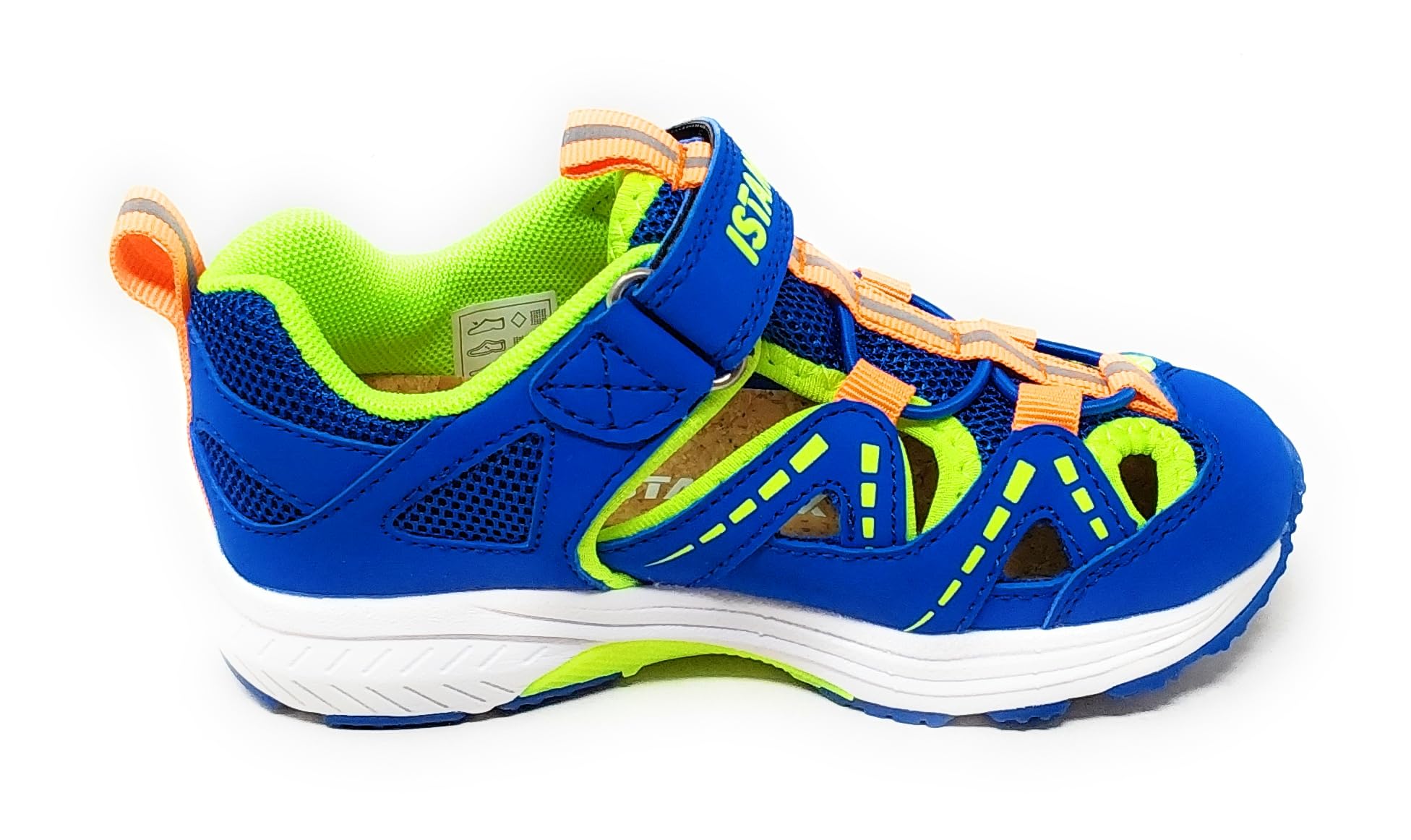 Scarpe Sportive Aperte Bambino IMCA3814,Mesh Traspirante,Blu Royal e Giallo Neon,A Strappo