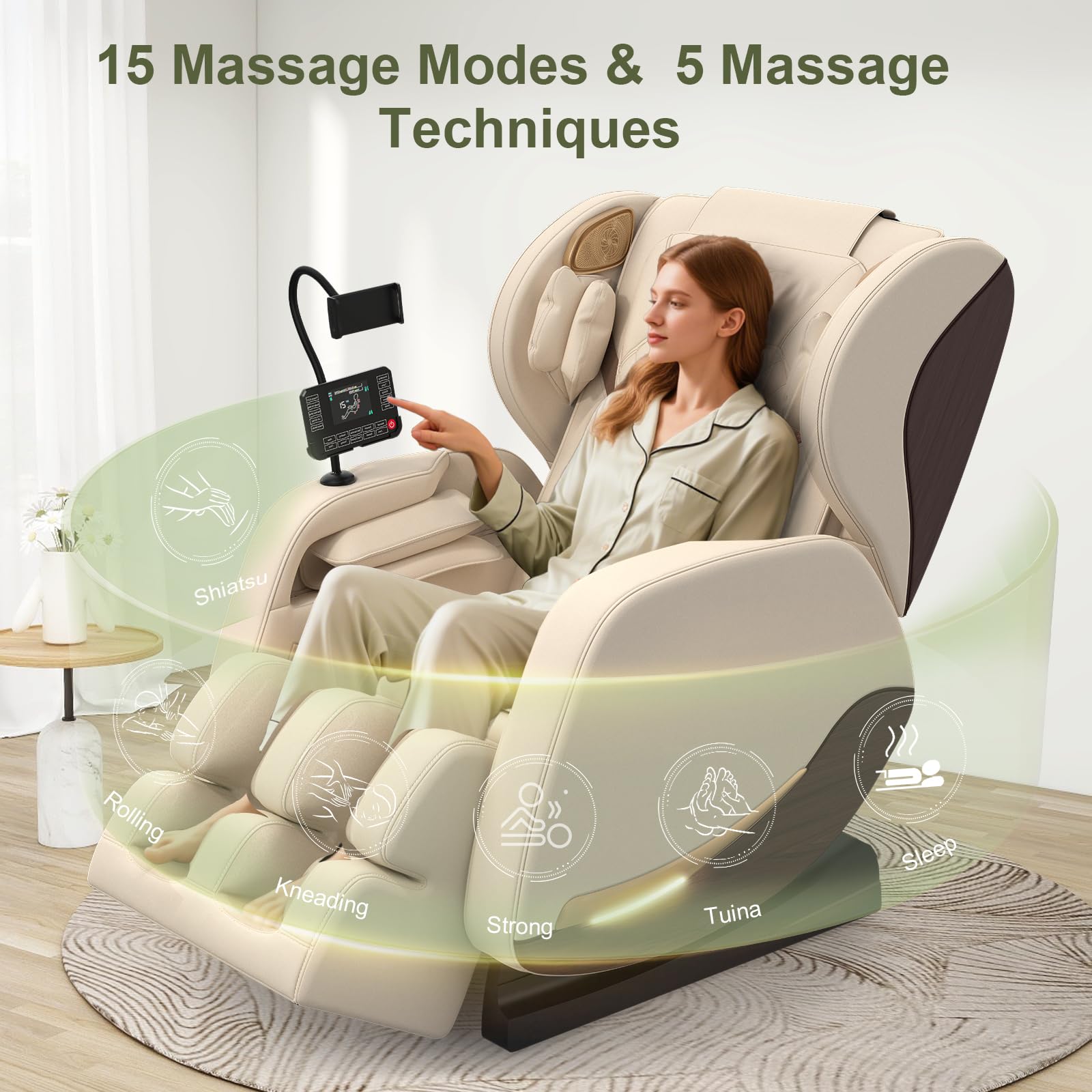 Poltrona Massaggianti Per Tutto il Corpo con Riscaldamento,14 rulli per Massaggio,Massaggio piedi,8 Airbag, Altoparlante Bluetooth, Controller Touch Screen,Poltrona massaggianteo per Homer Theater