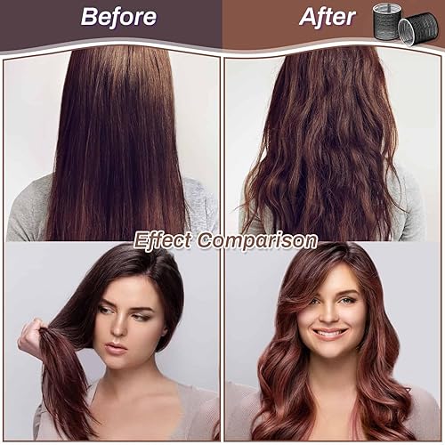 Miniatura 5 de Juego de 24 rulos jumbo con 12 rodillos grandes y 12 pinzas para el cabello para un volumen largo y mediano (negro)