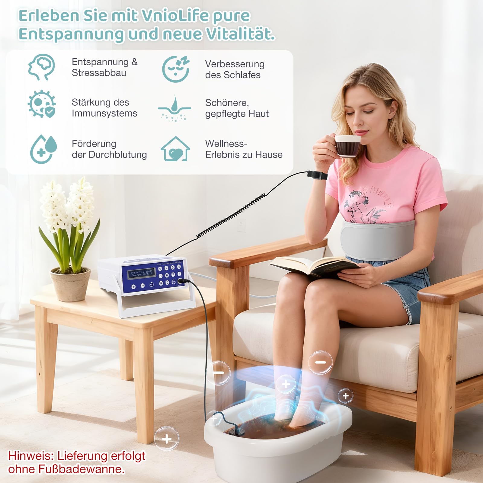 Baño de pies con iones de iones, desintoxicación en un maletín de aluminio, baño de pies desintoxicante con cinturón de cadera infrarrojo, mejora la circulación sanguínea y el sueño (sin