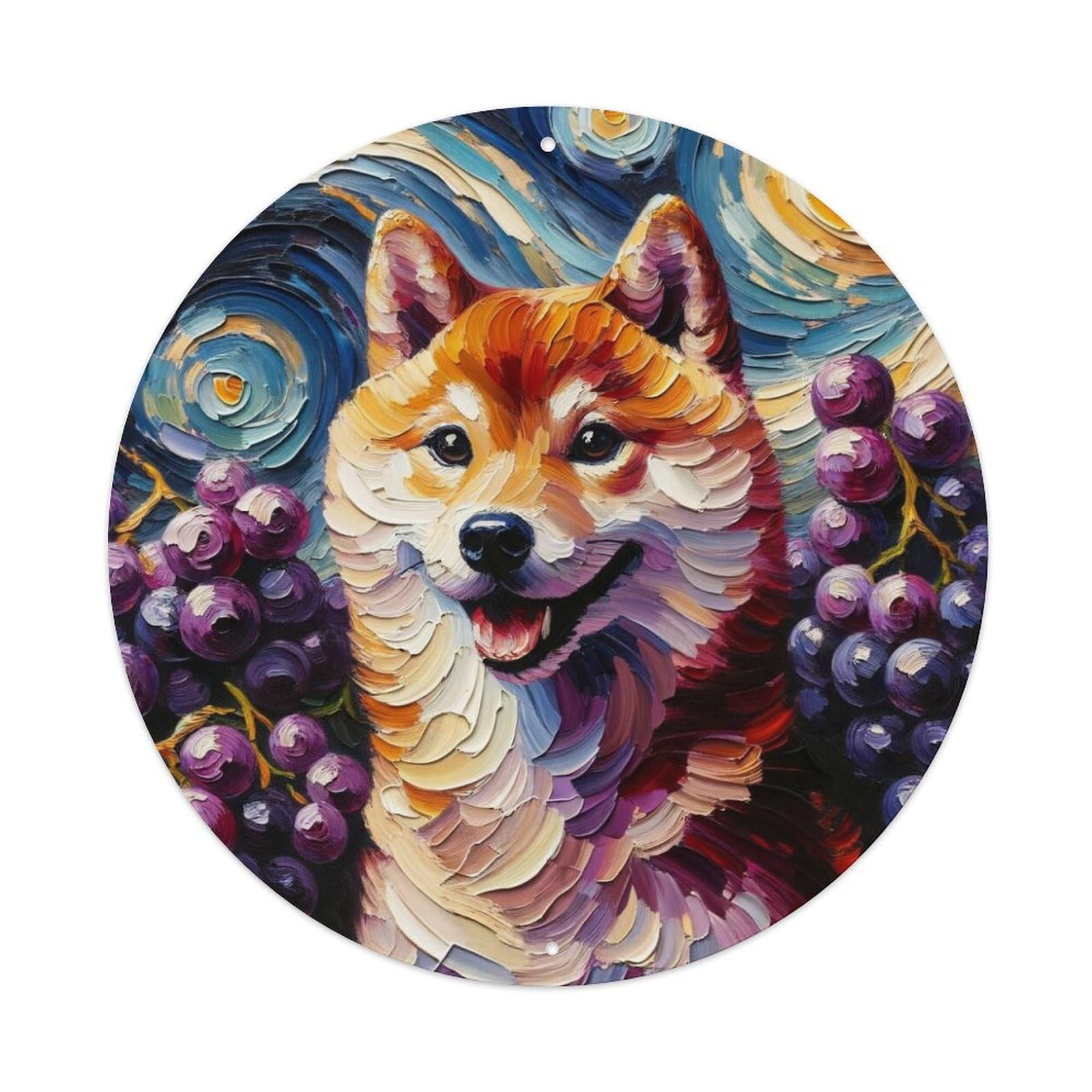Animal Art Oil Painting Style Shiba Inu Metal Tin Sign