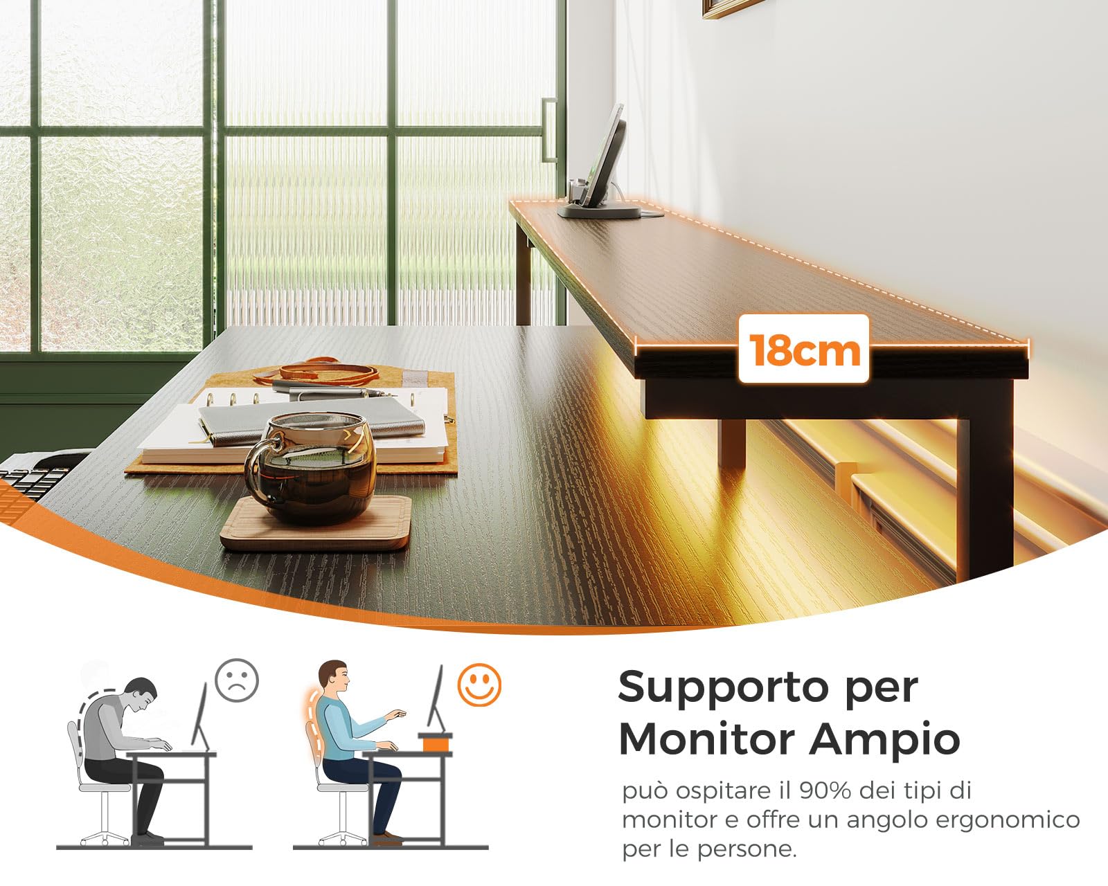 Coleshome Scrivania Gaming con LED e Prese, 140x48cm Scrivania con 2 Cassetti, Tavolo Computer Reversibile con Supporto Monitor e Vassoio per Tastiera Ufficio Casa, Nero