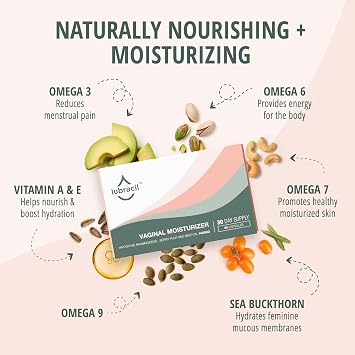 Lubracil Vaginal Moisturizer Pills for Dryness and Moisture* Sea Buckthorn Oil, Omegas 6, 7, 9, Vitamins A & E Nourishes Vaginal Wetness & Hydration for All Women* 60 Wet Pills, 1 Pack