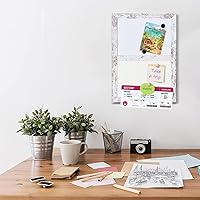 Vista 6 de Tablero de anuncios, pizarra blanca de fieltro para oficina, escuela, cocina, dormitorio, marco de madera blanca, 10.2 x 14.2 pulgadas, pizarra