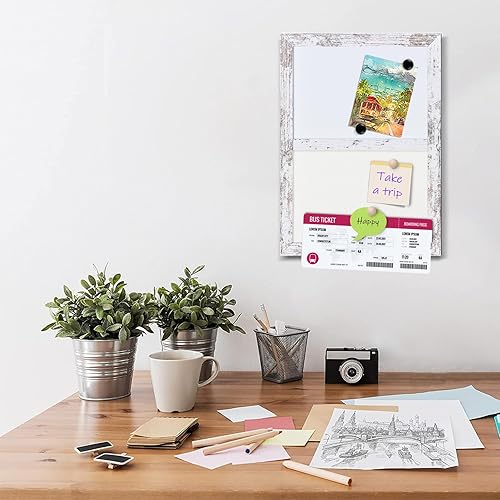 Miniatura 6 de Tablero de anuncios, pizarra blanca de fieltro para oficina, escuela, cocina, dormitorio, marco de madera blanca, 10.2 x 14.2 pulgadas, pizarra