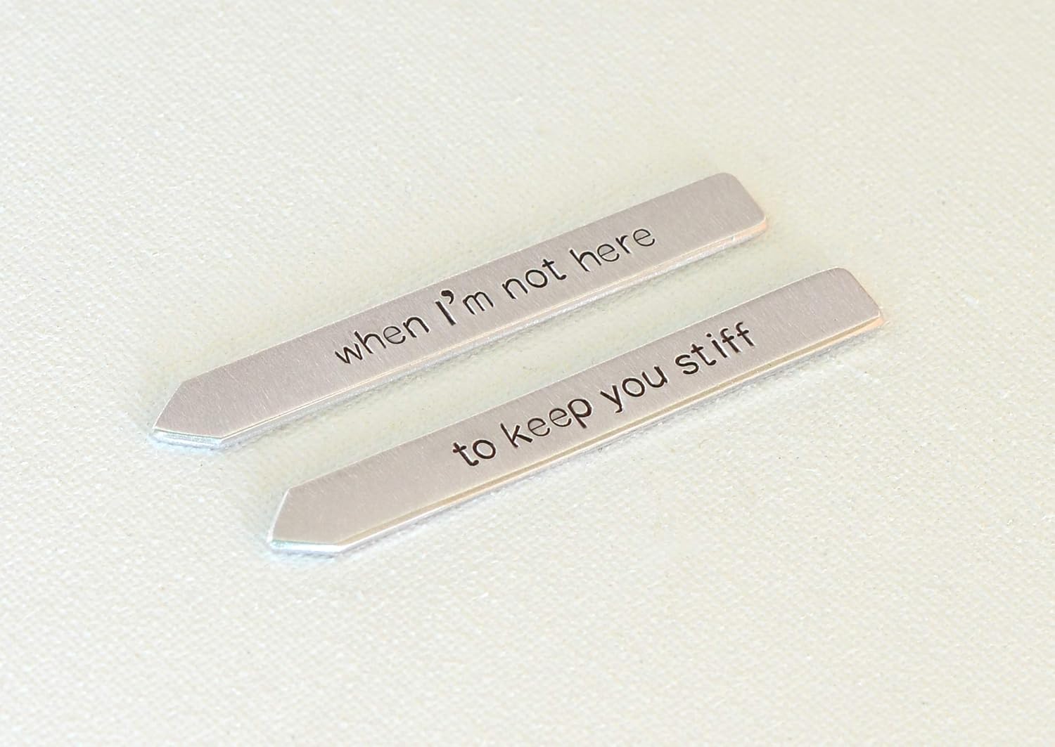 Collar Stays to Keep you Stiff when I’m not Here in 925 Sterling Silver