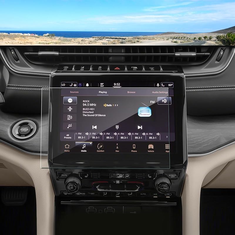 Película de Vidro Temperado Fosco 9H para Tela Touchscreen de 25,7 cm do Jeep Grand Cherokee L 2021–2025 Coleya