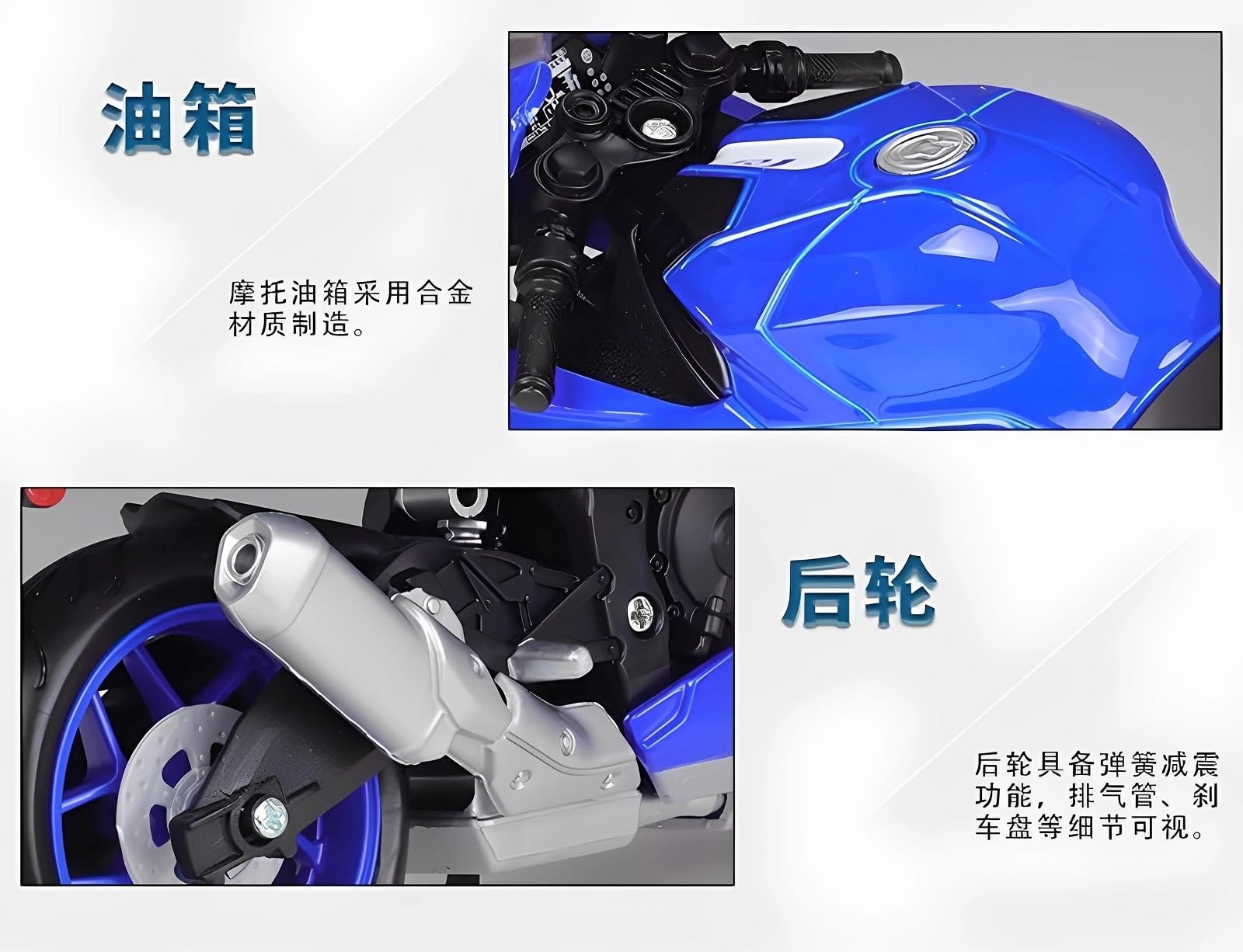 Modello di moto Modellino Di Moto Da Cross In Scala 1/12, Auto Giocattolo Collezione, Regalo, Produzione Statica Tramite Pressofusione Per Yamaha YZF-R1(Blue)