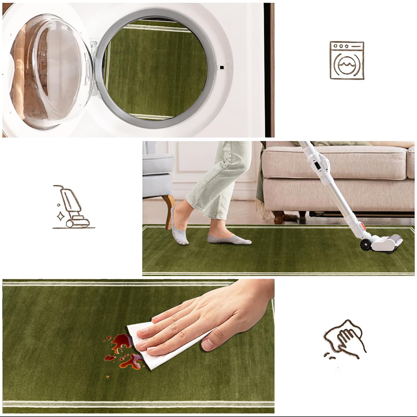 Tapis Couloir Long Tapis de Passage Couloir Paillasson Tapis de Cuisine Devant Evier Lavable Antiderapant Tapis Entree Interieur 90 x 150 cm Vert Tapis de Sol pour Couloir Cuisine Chambre