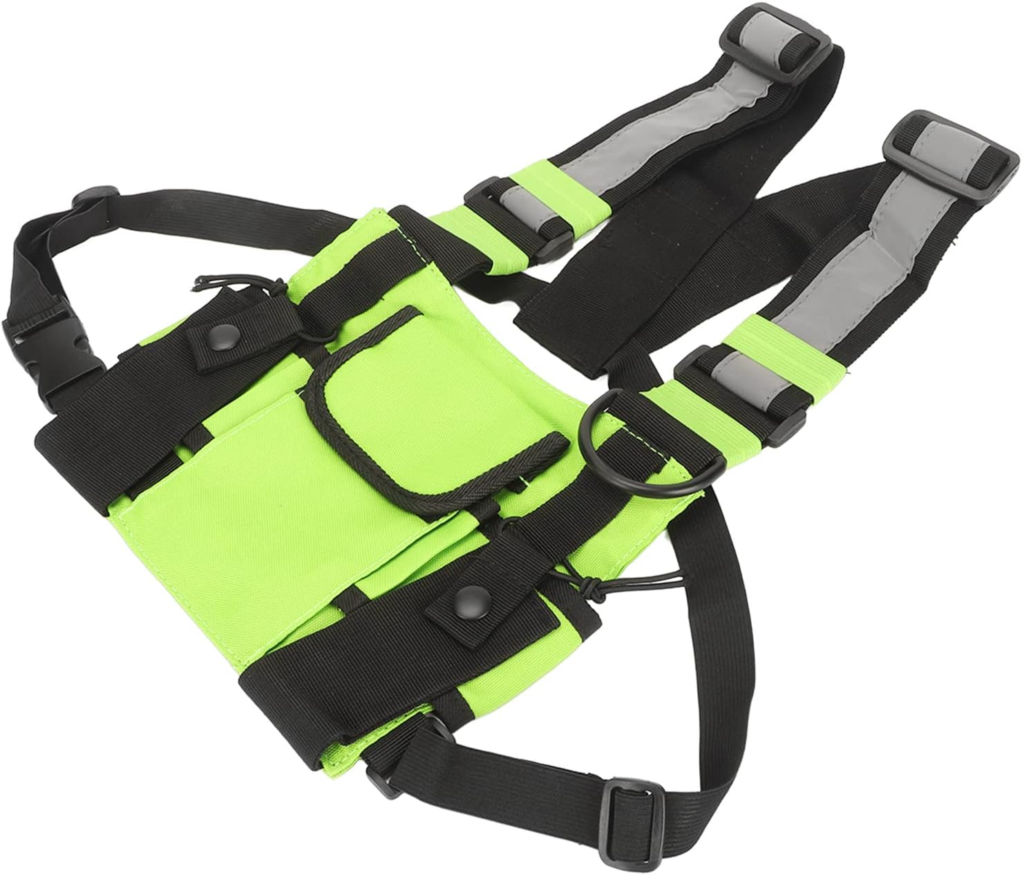 Radio Chest Harness Radio Vest Bag, Adjustable Radio Harness Chest Pocket Pack Vest for Two Way Radio Fruit Green, Walkie Talkie Vest Harness with Adjustable Shoulder Straps