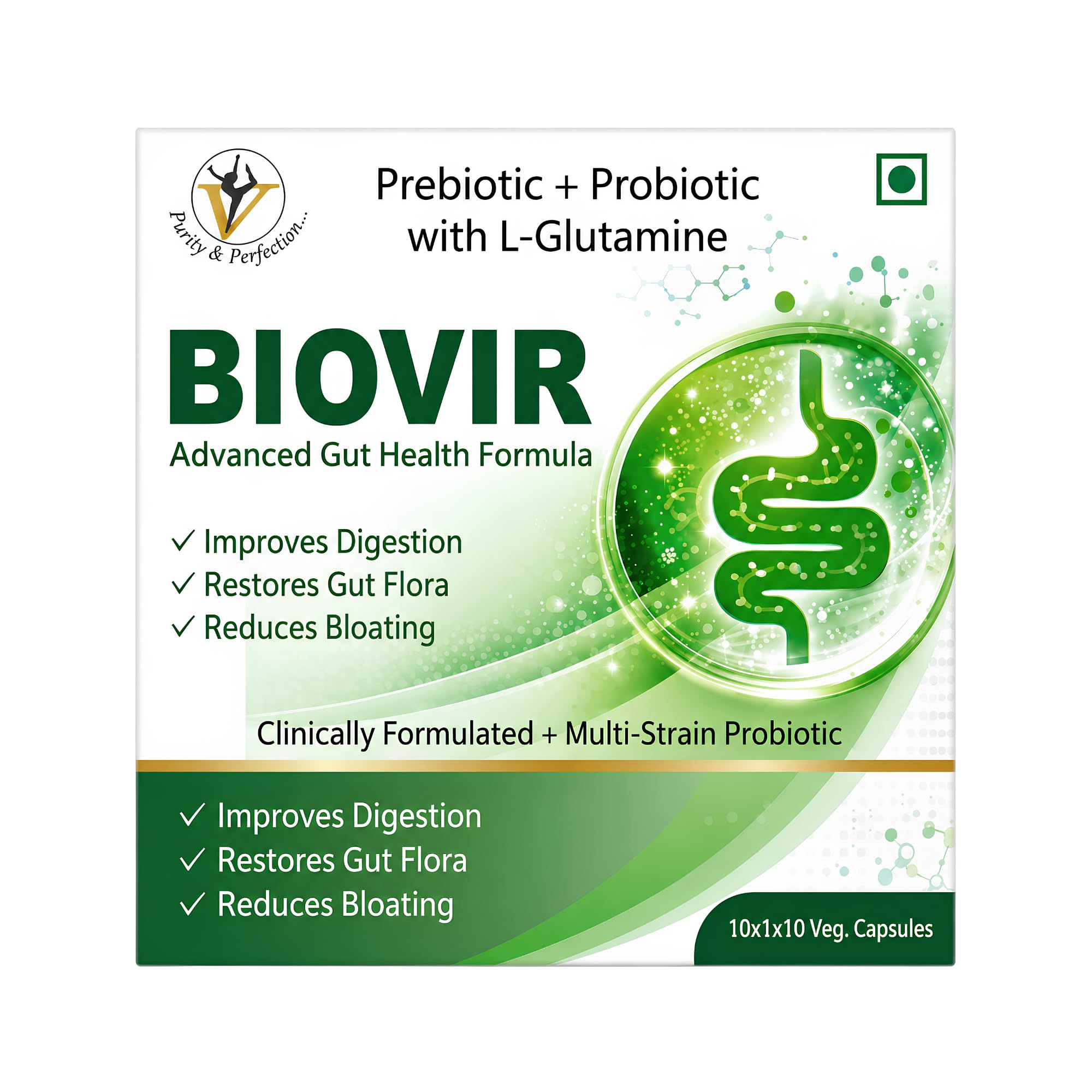 Virgo Healthcare's Biovir | Saccharomyces Boulardii Prebiotic and Probiotic | IBS | Diarrhea | Lactose Intolerance | 30 Capsules