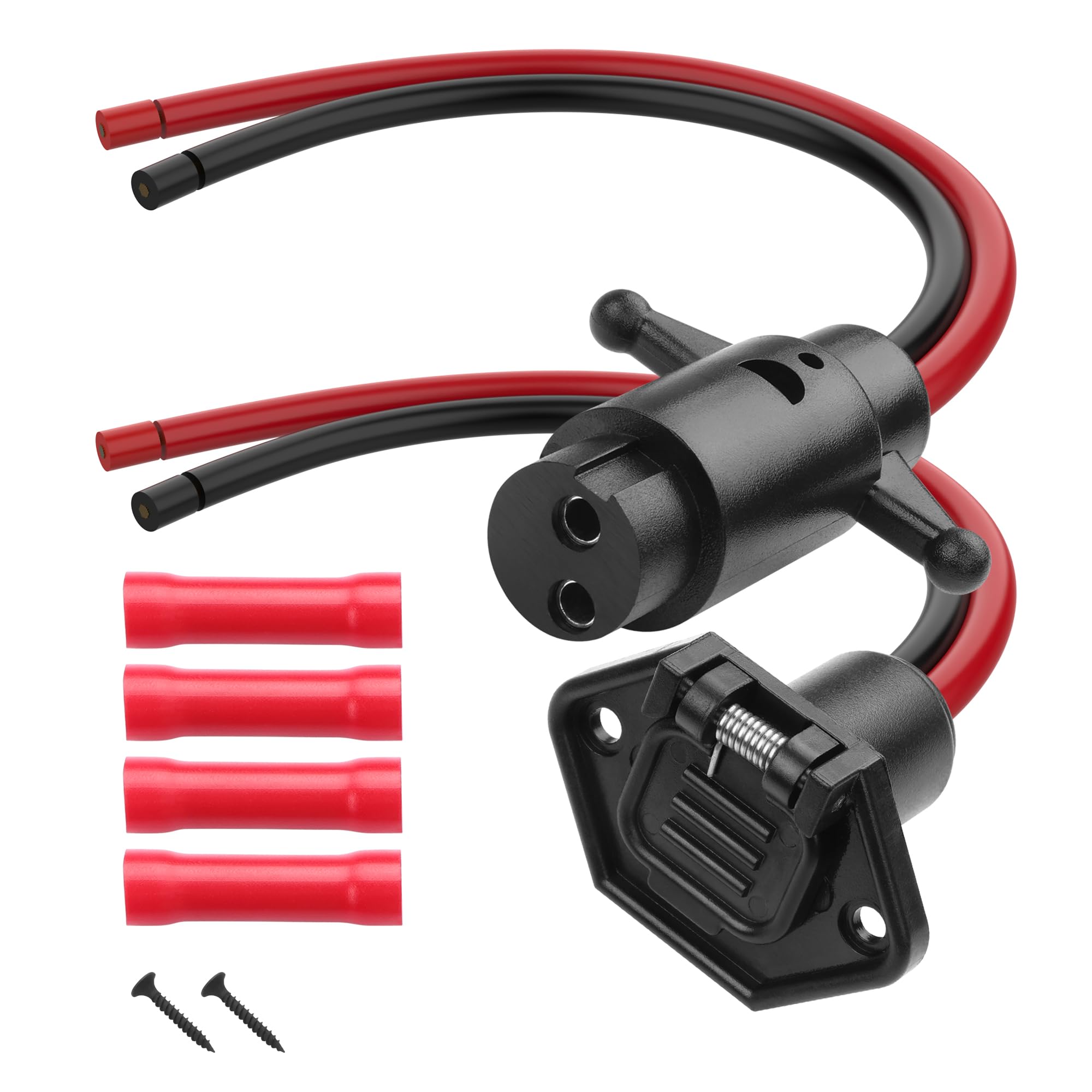 YACSEJAO 8AWG 12V-24V Trolling Motor Plug and Receptacle Kit Marine-Grade Power Connector with Heat Shrink for Bass Boat,Kayak,Trolling Motors