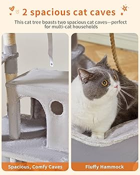 PawVibeTrend 52in Cat Tree Tower For Large Indoor Cats - Large Multi-Level House
