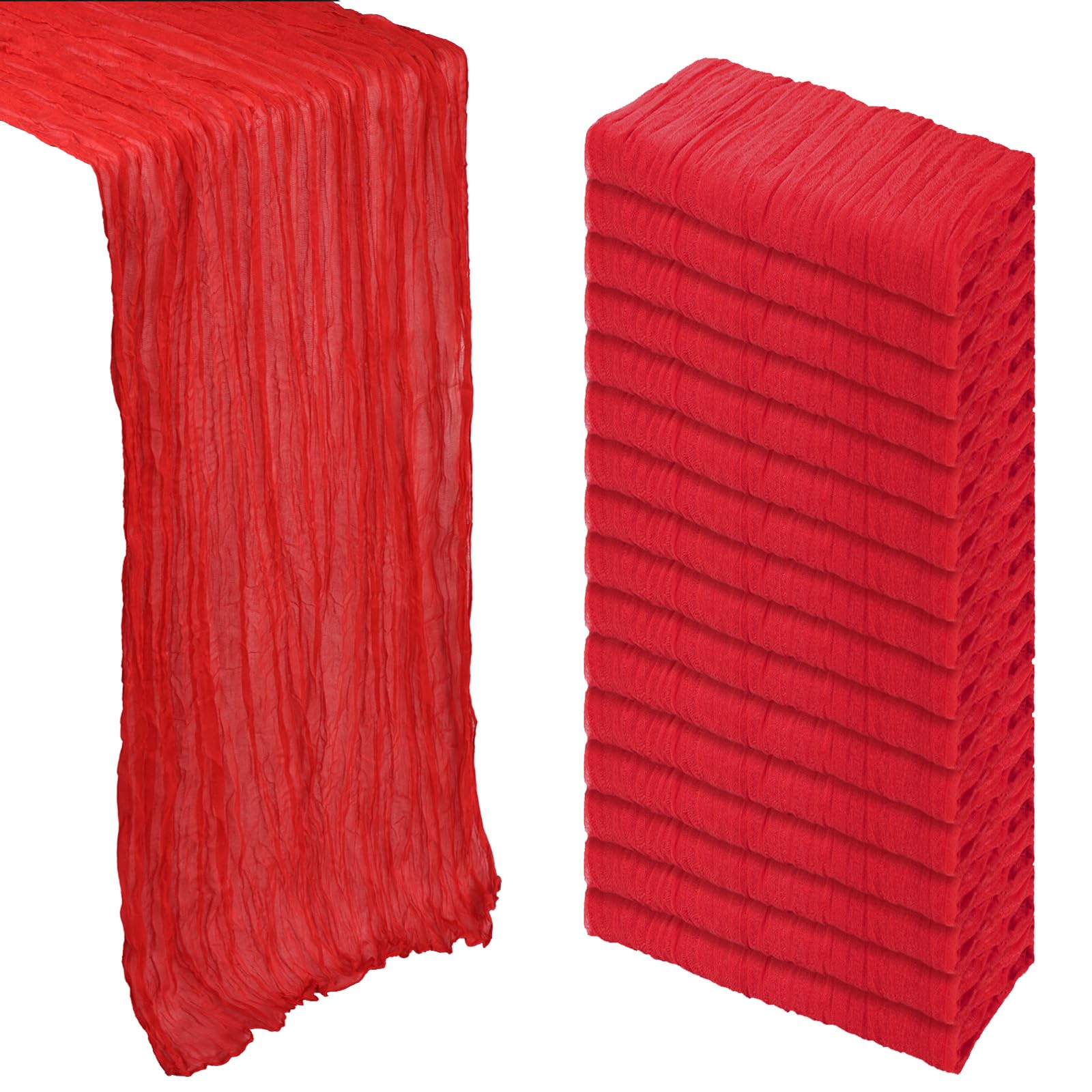 Photo 1 of 16 Pack Red Table Runner Cheesecloth 10Ft Gauze Cheese Cloth Table Runner 120 Inch Boho Sheer Rustic Fabric for Holiday Party Decor Baby Shower Wedding Decorations