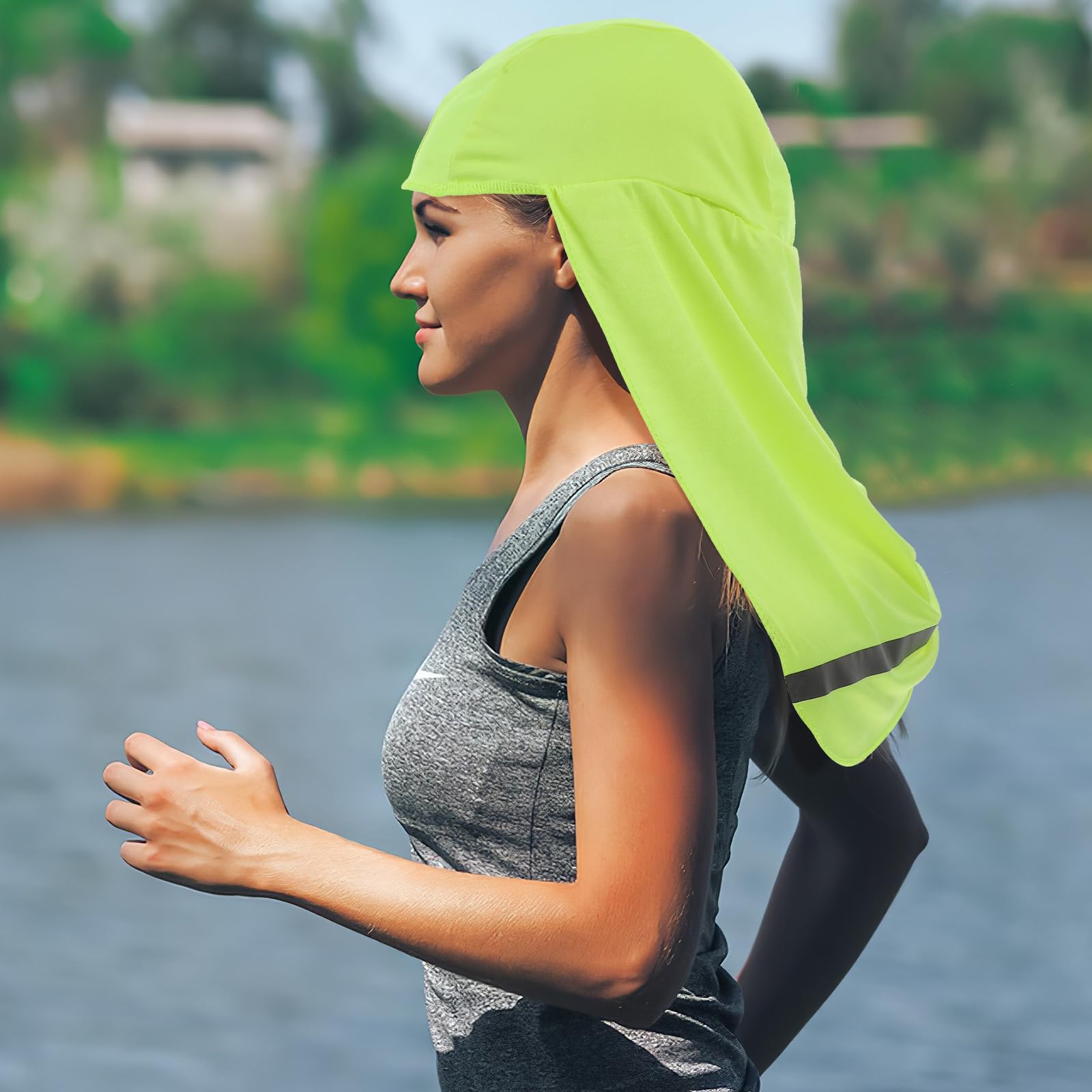 Operitacx 16 Piezas Gorra de Casco de Secado Rápido con Banda Reflectante | Fibra Sintética, Amarillo Fluorescente, Extensión Parasol, Uso Versátil para Pesca y Deportes al Aire Libre