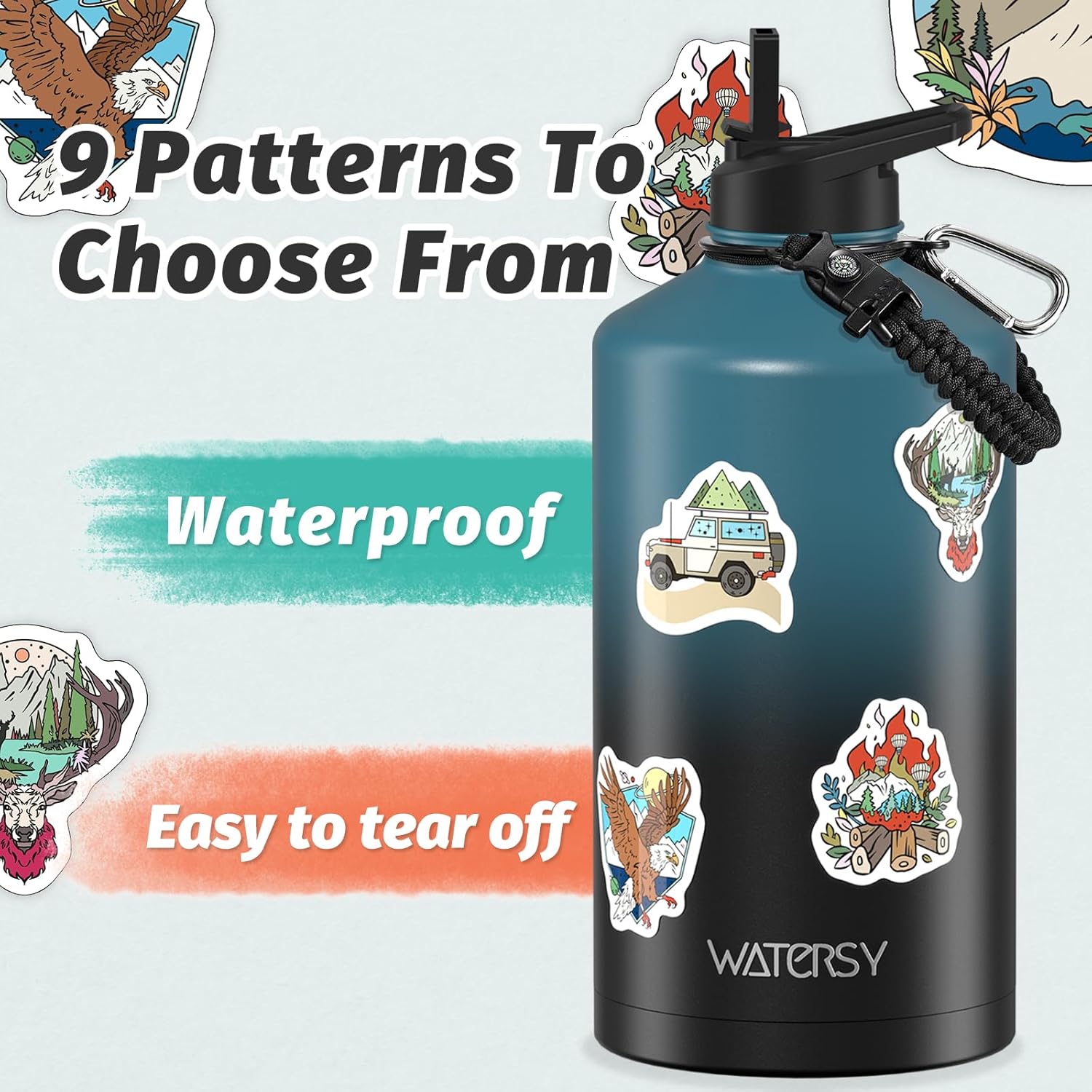 1 Gallon Water Bottle Insulated(Cold for 48 Hrs),BPA Free&Leak Proof,128oz Stainless Steel Water Jug,Large Water Bottle with Straw Spout Lids for Gym,Hiking,Camping&Travel,Black Blue - Image 4