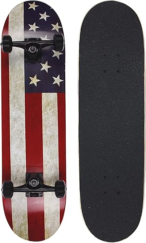 Miniatura 18 de NPET Pro - Patineta (Skateboard) completa de 31 pulgadas y 7 capas de arce canadiense. Patineta cóncava Black,02 Bandera USA,03 Monstruo