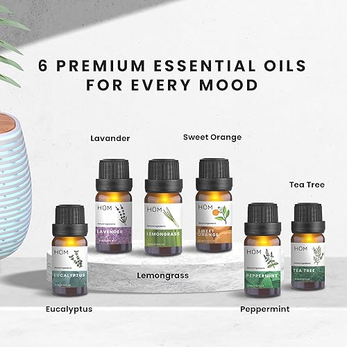 Miniatura 5 de HOM - Juego de difusor de aromaterapia inteligente con 6 aceites esenciales (0.3 fl oz cada uno), difusor ultrasónico de aceite esencial de 13.5 fl