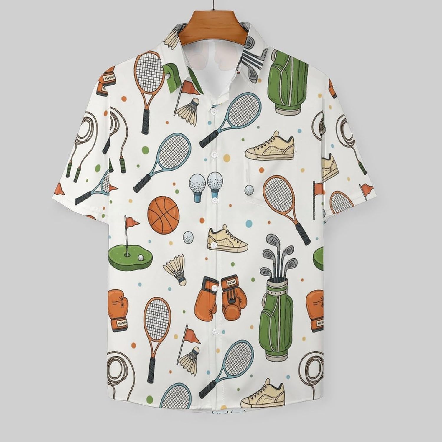 Men's Hawaiian Shirt Short Sleeve Casual Button Down Camp Shirt with Pocket, Wrinkle Free Beach Vacation Wedding