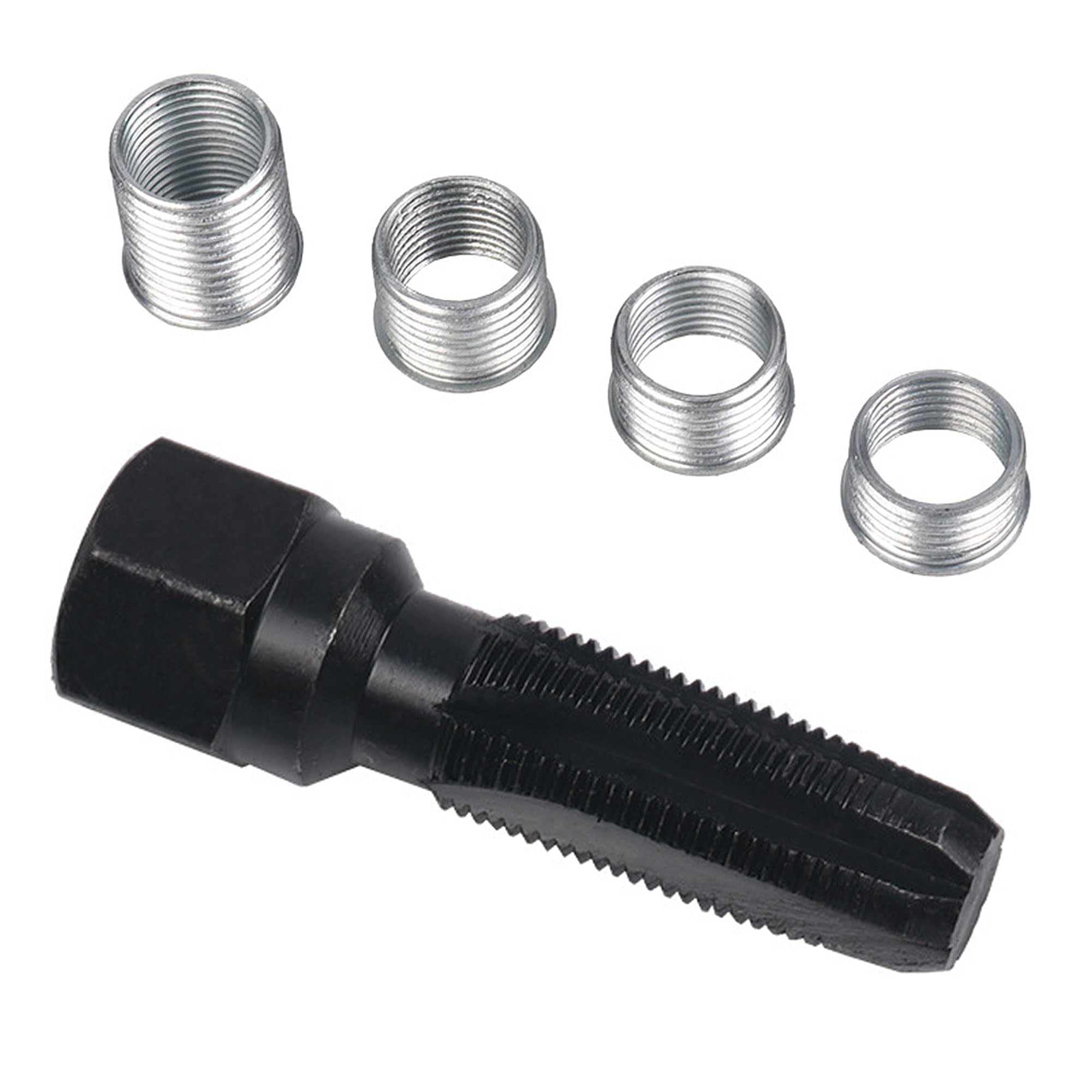 ANBOO Set di 5 Strumenti di Riparazione di Filettature di Candele di Accensione M14 x 1,25, Refilettatura Candela, Kit di Refilettatura di Testa Cilindri con 4 Inserti