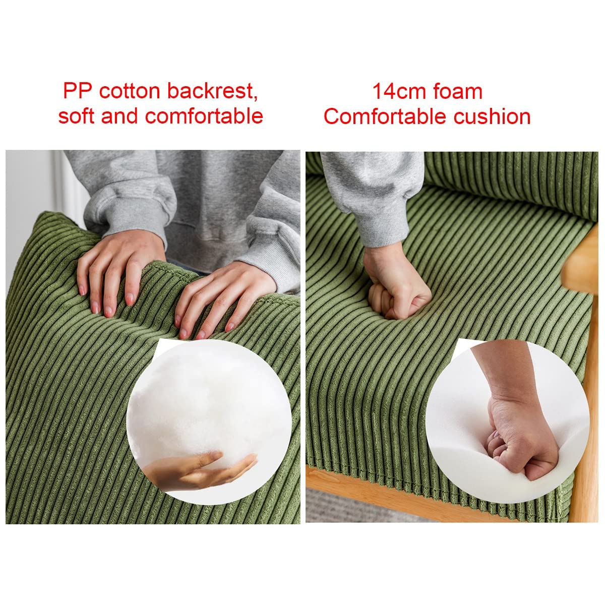 YCKEGEW Mecedora Deslizante Tapizada Mecedora para Guardería Sillón De Madera Maciza,Silla Sofá con Asiento Acolchado De Tela, Silla De Acento De Mediados De Siglo para Mamá (Color : White A)