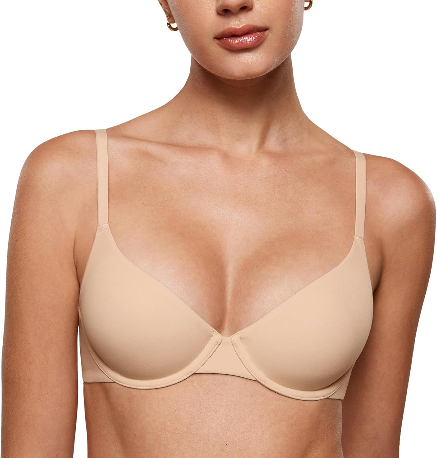 INLYRIC Women's Inbarely Plus Demi Bra Balconette Unlined Underwire No Padding Plunge Bras Comfortable