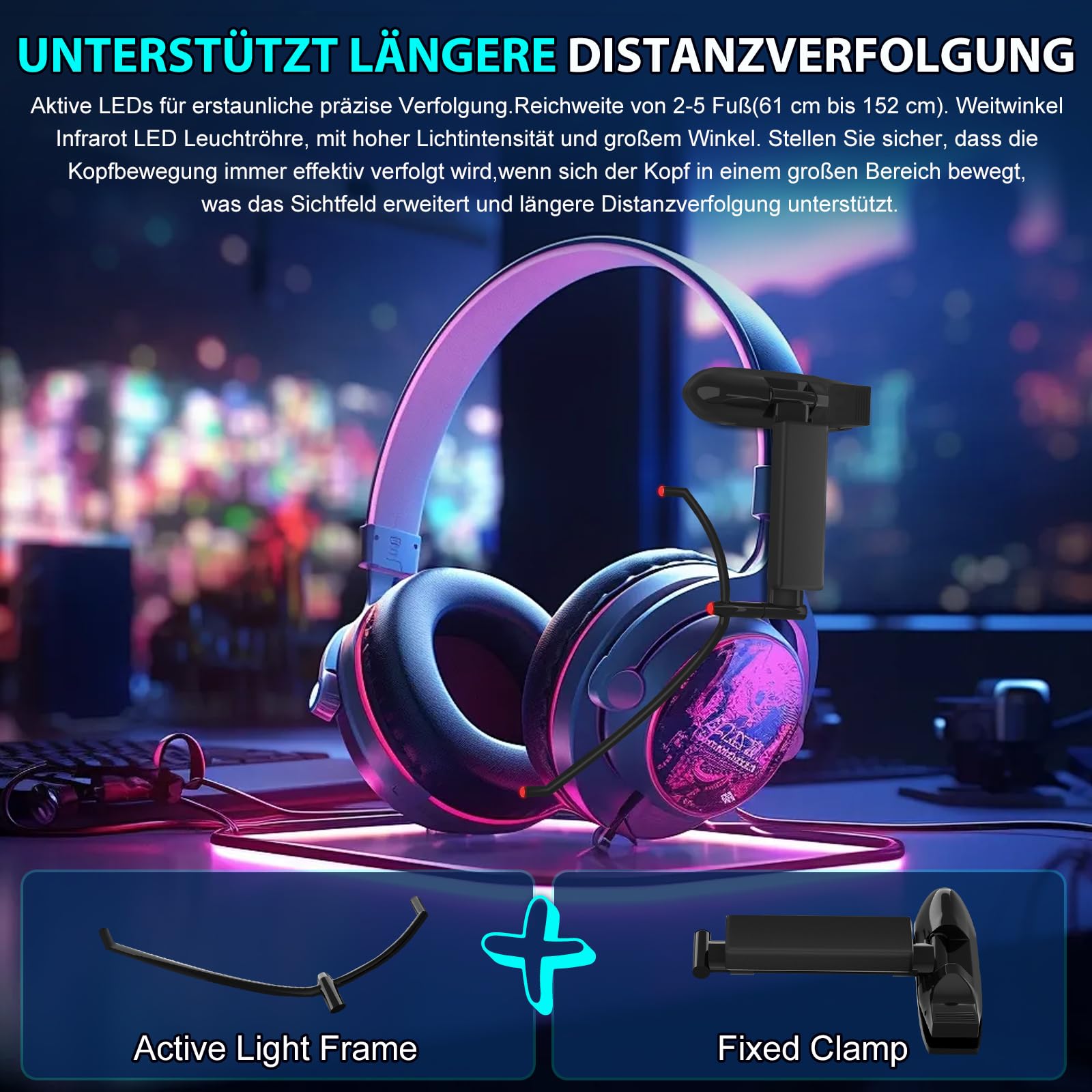 Wireless LED Clip TrackClip Pro Reflektor – Ihrer perfekte Ergänzung zum TrackNP/IR 5 6DOF Head Tracking System.