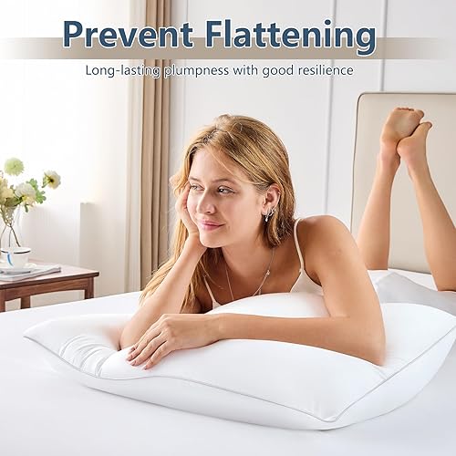 Miniatura 9 de CozyLux Juego de 4 almohadas tamaño Queen, almohadas de cama de calidad de hotel para dormir, 4 unidades, almohadas refrescantes para dormir de