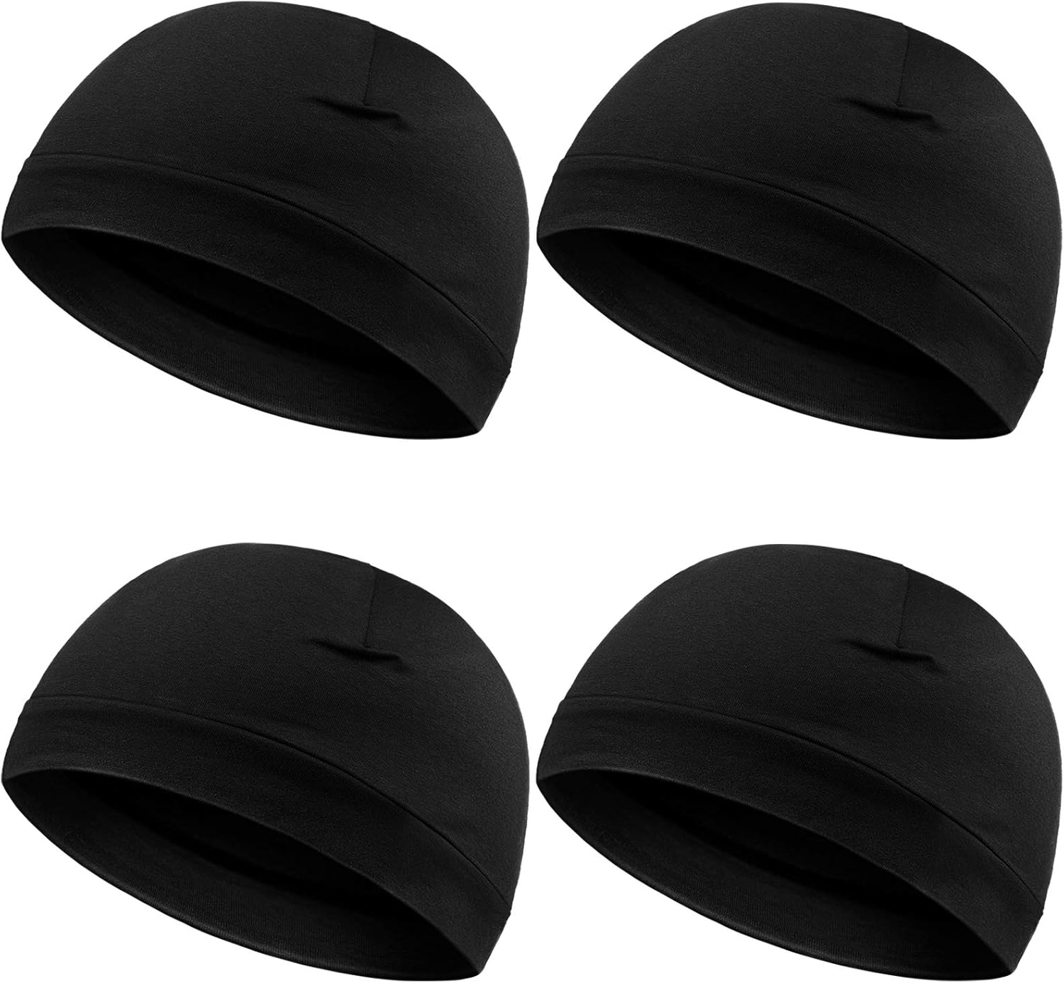4 Pieces Men Skull Caps Soft Cotton Beanie Sleep Hats Stretchy Helmet