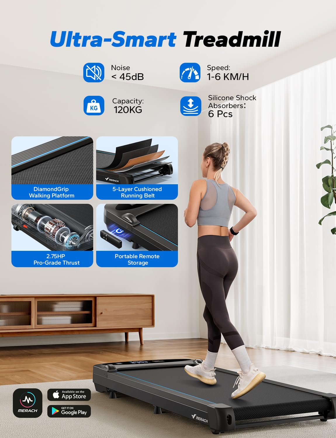 Amazon | MERACH ウォーキングパッド トレッドミル デスク下ト
