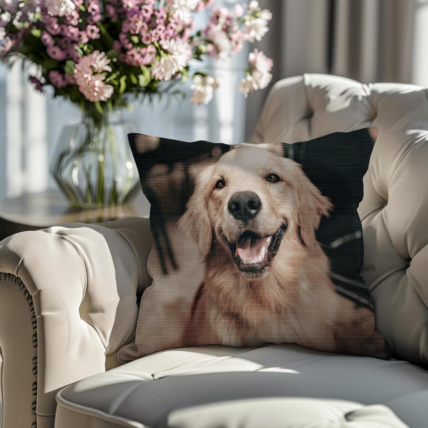 Custom Pillow Personalized Woven Pillow with Picture Photo Text Logo Customizable Pillows for Mon Father Made in USA (17" × 18")