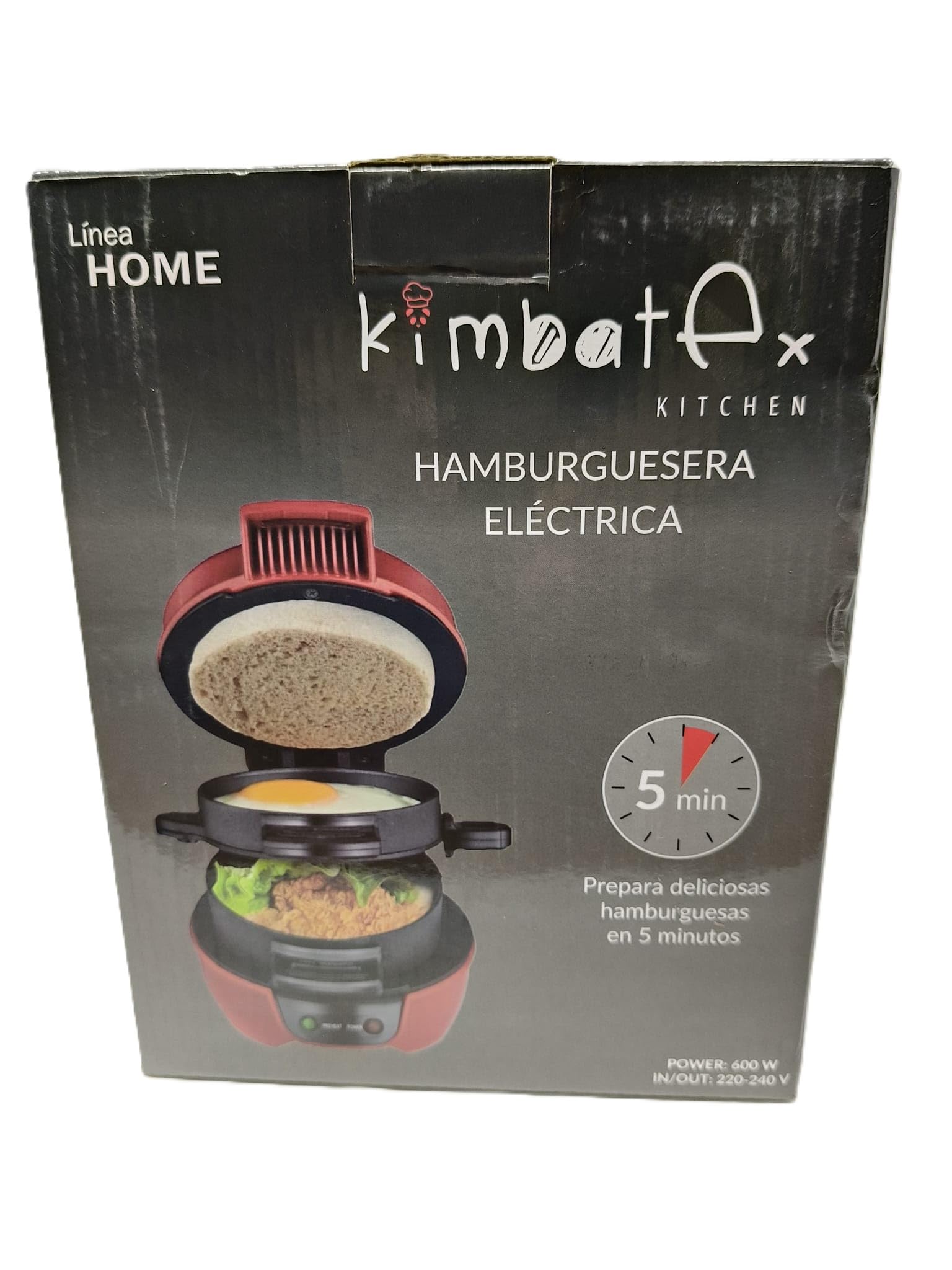 Kimbatex Kitchen Hamburguesera Eléctrica, Máquina para Hamburguesas y Sándwiches, 18x16,5x14,5 cm, Rojo