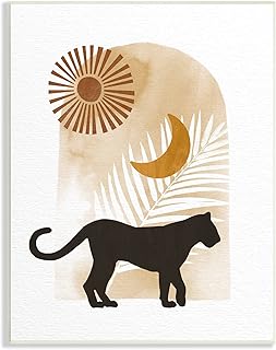 Stupell Industries Boho Panther Silhouette Lunar Solar Botanical Leaf, Design by Ziwei Li