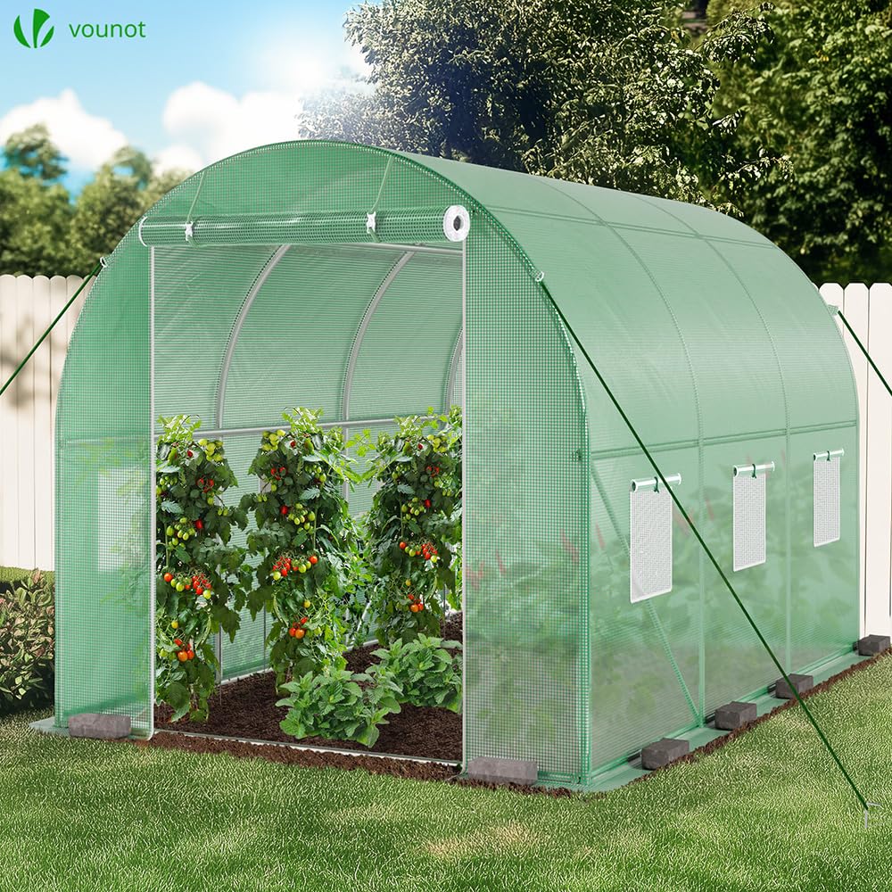 VOUNOT® Invernaderos Jardin, Tunel Invernadero Huerto prar Plantas, Ubo de Acero y Plastico, Impermeable, 3 x 2 x 2 m, Verde