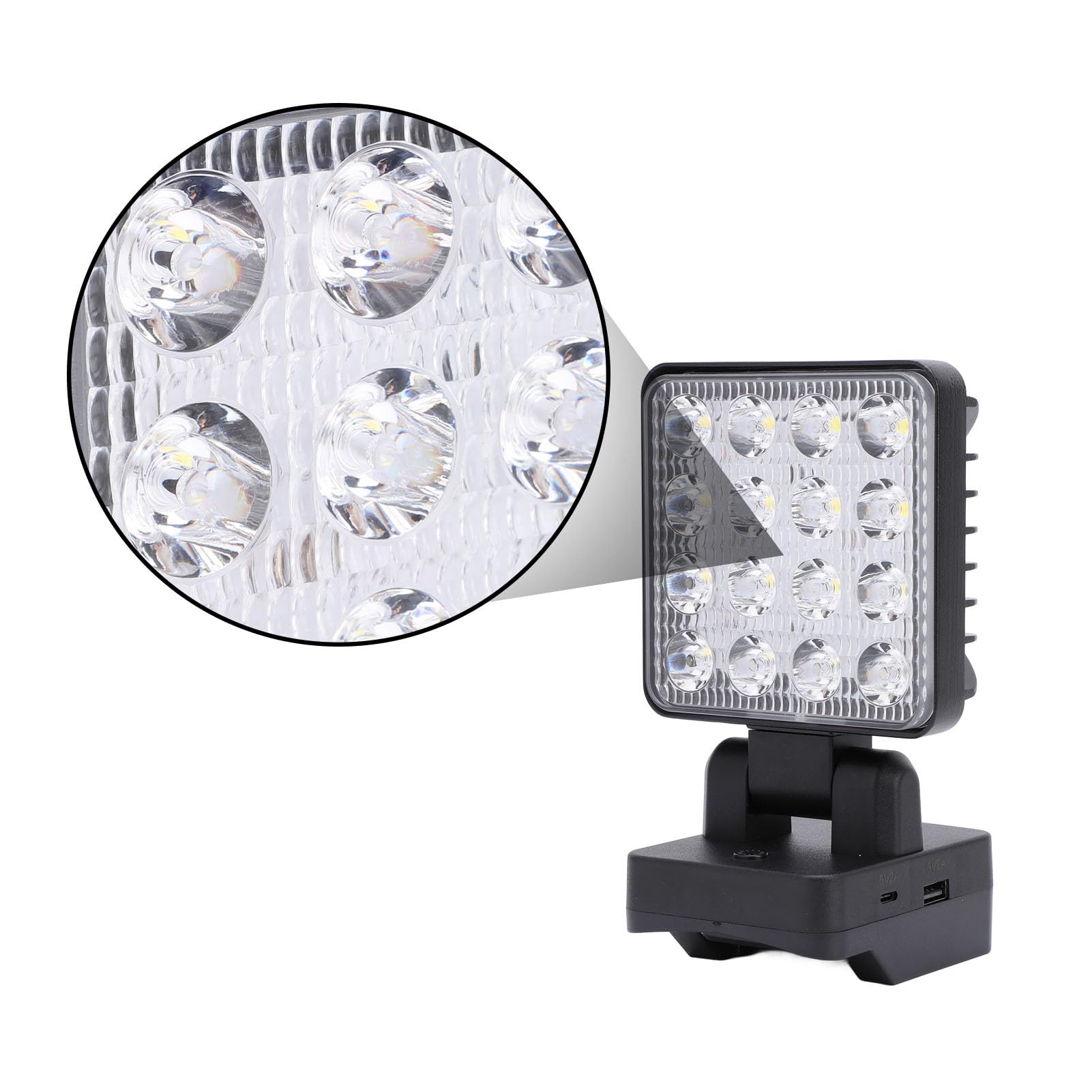 Luce da lavoro girevole Ip67 18v Lampada da lavoro portatile alimentata da celle al litio per uso in cantiere all'aperto e in più scene