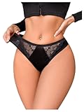 Women&apos;s Floral Lace Satin Briefs Mid Rise Sheer No Show Breathable Panties Underwear