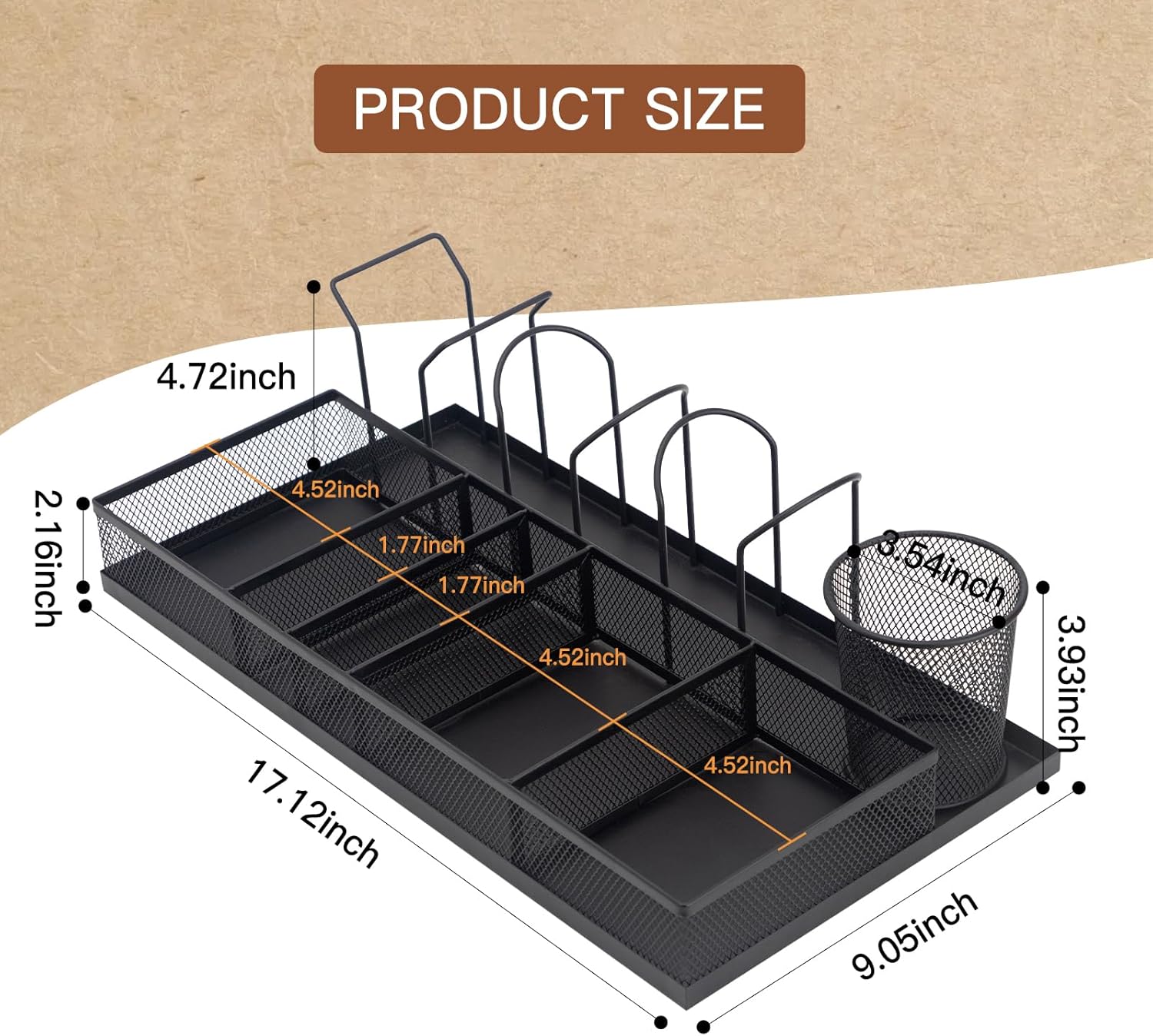 Coffee Bar Organizer, Coffee Station Organizer with Syrup Rack & Mesh Drawer - Holds 3 Bottles, K-Cups, Stirrers for Condiment & Bar Counter Storage