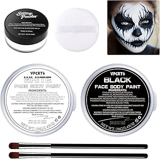 Pintura facial en blanco y negro para Hallowe...