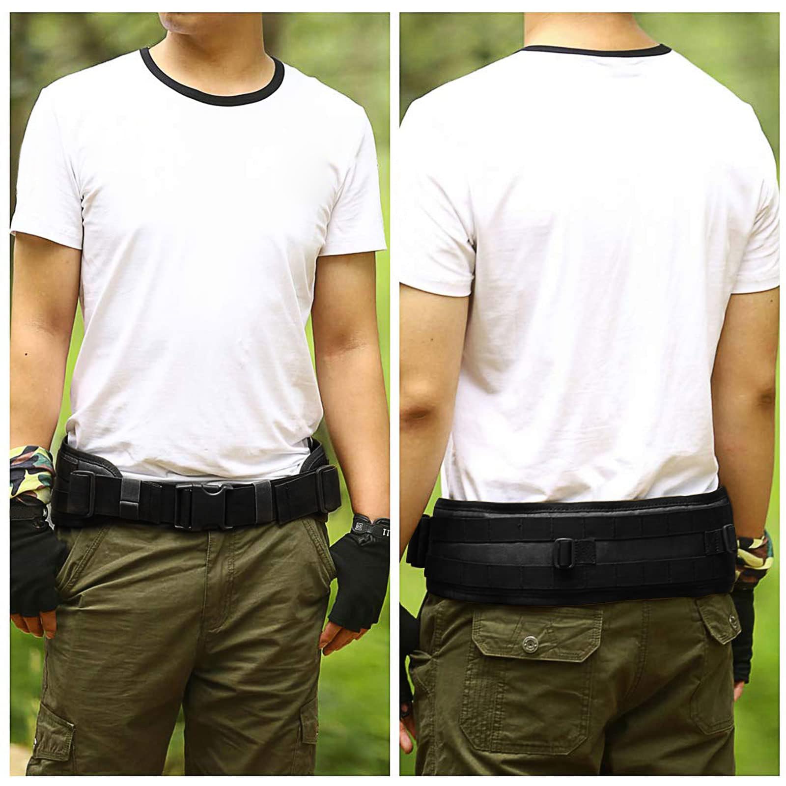 KEYRI 1 Articolo Cintura Tattica Uomo con Fibbia in Metallo a Sgancio Rapido Cinturone Tattico Militare Cintura Uomo per Militari, Lavoro, Escursionisti, Rigattieri, Vigili del Fuoco e Sport (Nero