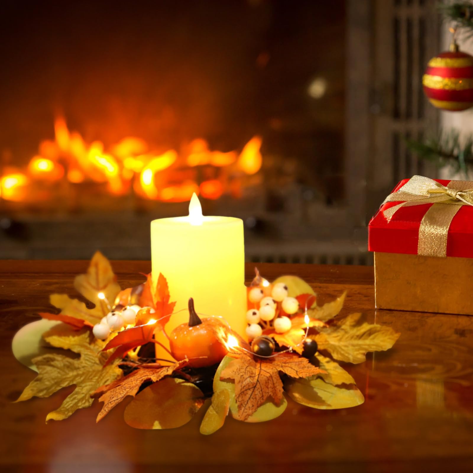 Coronas Velas Otoño Anillos Vela Otoño 5 Unidades - Calabazas, Hojas Arce,  Bayas, Diámetro 12 Cm, Decoración Mesa Anillos Vela Calabazas Hojas, image size:1600x1600