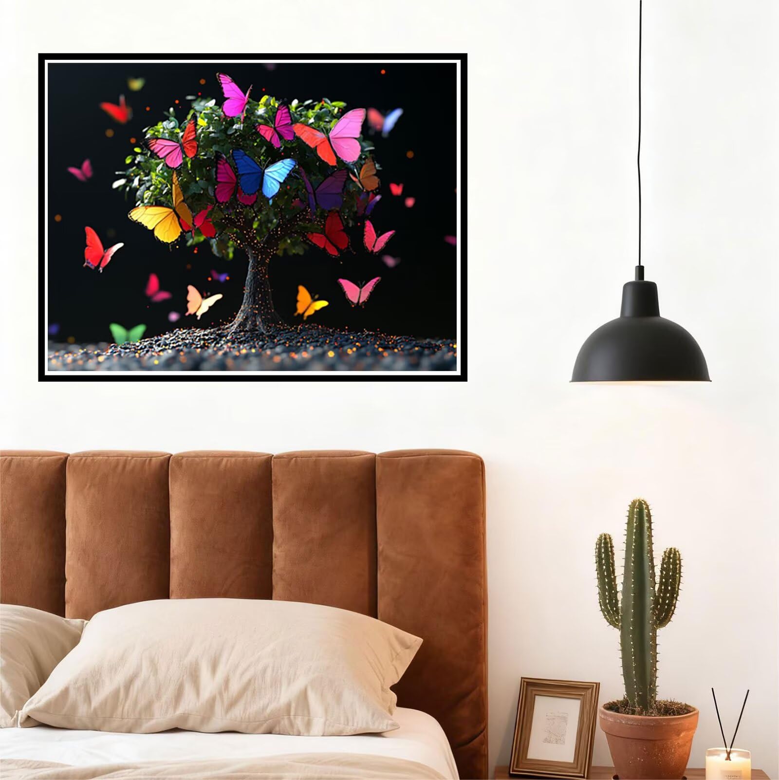 Peinture Numero Adulte Papillon Coloriage par Numero Adulte Arbre DIY Paint by Numbers, avec Pinceaux Peinture Loisir Creatif Enfant Numéro D'art Cadeau Femme, Pour Decoration Maison 60x80cm H - 961